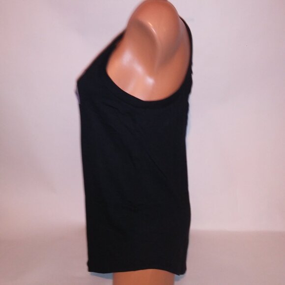 Victoria Secret PINK Tank Top Black Multi Logo Solid Open Cutout Back Sleeveless - Picture 13 of 16